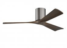 Matthews Fan Company IR3H-BP-WA-52 - Irene-3H - Three Blade Flush Mount Paddle Fan - 52" - Brushed Pewter Finish - Walnut Tone Blades