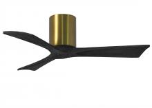 Matthews Fan Company IR3H-BRBR-BK-42 - Irene-3H - Three Blade Flush Mount Paddle Fan - 42" - Brushed Brass Finish - Matte Black Blades