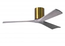 Matthews Fan Company IR3H-BRBR-BW-52 - Irene-3H - Three Blade Flush Mount Paddle Fan - 52" - Brushed Brass Finish - Barn Wood Tone Blad