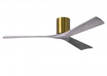 Matthews Fan Company IR3H-BRBR-BW-60 - Irene-3H - Three Blade Flush Mount Paddle Fan - 60" - Brushed Brass Finish - Barn Wood Tone Blad