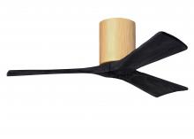 Matthews Fan Company IR3H-LM-BK-42 - Irene-3H - Three Blade Flush Mount Paddle Fan - 42" - Light Maple Tone Finish -Matte Black Blade