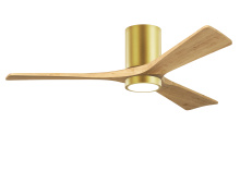 Matthews Fan Company IR3HLK-BRBR-LM-52 - Irene-3HLK - 52" Three Blade Flush Mount Paddle Fan - 5CCT Integrated LED - Brushed Brass Finish