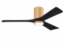 Matthews Fan Company IR3HLK-LM-BK-52 - Irene-3HLK-52" Three Blade Flush Mount Paddle Fan-5CCT Integrated LED -Light Maple Tone Finish