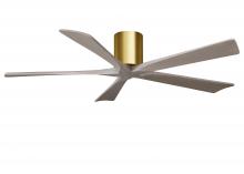 Matthews Fan Company IR5H-BRBR-GA-60 - Irene-5H - 60" Five Blade Flush Mount Paddle Fan - Brushed Brass Finish - Gray Ash Tone Blades