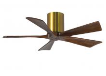 Matthews Fan Company IR5H-BRBR-WA-42 - Irene-5H - 42" Five Blade Flush Mount Paddle Fan - Brushed Brass Finish - Walnut Tone Blades