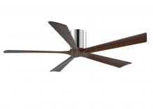 Matthews Fan Company IR5H-CR-WA-60 - Irene-5H - 60" Five Blade Flush Mount Paddle Fan - Polished Chrome Finish - Walnut Tone Blades