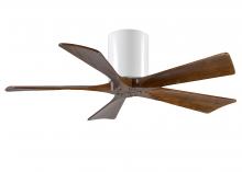Matthews Fan Company IR5H-WH-WA-42 - Irene-5H - 42" Five Blade Flush Mount Paddle Fan - Gloss White Finish - Walnut Tone Blades