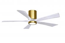 Matthews Fan Company IR5HLK-BRBR-MWH-52 - Irene-5HLK - 52" Five Blade Flush Mount Paddle Fan - 5CCT Integrated LED - Brushed Brass Finish