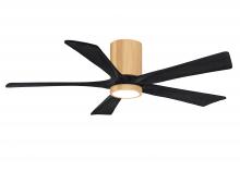 Matthews Fan Company IR5HLK-LM-BK-52 - Irene-5HLK-52" Five Blade Flush Mount Paddle Fan-5CCT Integrated LED -Light Maple Tone Finish