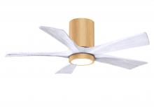 Matthews Fan Company IR5HLK-LM-MWH-42 - Irene-5HLK-42" Five Blade Flush Mount Paddle Fan-5CCT Integrated LED -Light Maple Tone Finish