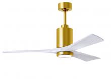 Matthews Fan Company PA3-BRBR-MWH-52 - Patricia-3 - 52" Three Blade Ceiling Fan - 5CCT Integrated LED - Brushed Brass Finish