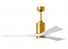 Matthews Fan Company PA3-BRBR-MWH-60 - Patricia-3-60" Three Blade Ceiling Fan-5CCT Integrated LED-Brushed Brass Finish-Matte White Blad