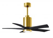 Matthews Fan Company PA5-BRBR-BK-42 - Patricia-5-42" Five Blade Ceiling Fan-5CCT Integrated LED-Brushed Brass Finish-Matte Black Blade