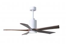 Matthews Fan Company PA5-WH-WA-52 - Patricia-5-52" Five Blade Ceiling Fan-5CCT Integrated LED-Gloss White Finish-Walnut Tone Blades