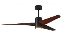 Matthews Fan Company SJ-BK-WN-60 - Super Janet - 60" Ceiling Fan - Integrated LED - Matte Black Finish - Walnut Tone Blades