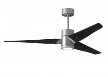 Matthews Fan Company SJ-BN-BK-60 - Super Janet - 60" Ceiling Fan - Integrated LED - Brushed Nickel Finish - Matte Black Blades