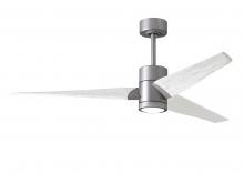 Matthews Fan Company SJ-BN-MWH-60 - Super Janet - 60" Ceiling Fan - Integrated LED - Brushed Nickel Finish - Matte White Blades