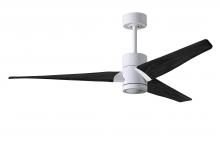 Matthews Fan Company SJ-WH-BK-60 - Super Janet - 60" Ceiling Fan - Integrated LED - Gloss White Finish - Matte Black Blades