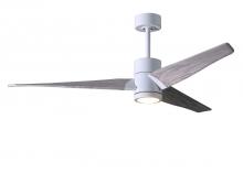 Matthews Fan Company SJ-WH-BW-60 - Super Janet - 60" Ceiling Fan - Integrated LED - Gloss White Finish - Barn Wood Tone Blades