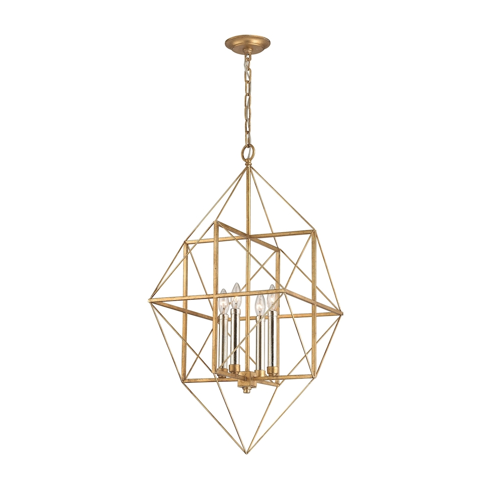 Connexions 4-Light Chandelier in Antique Gold and Silver Leaf