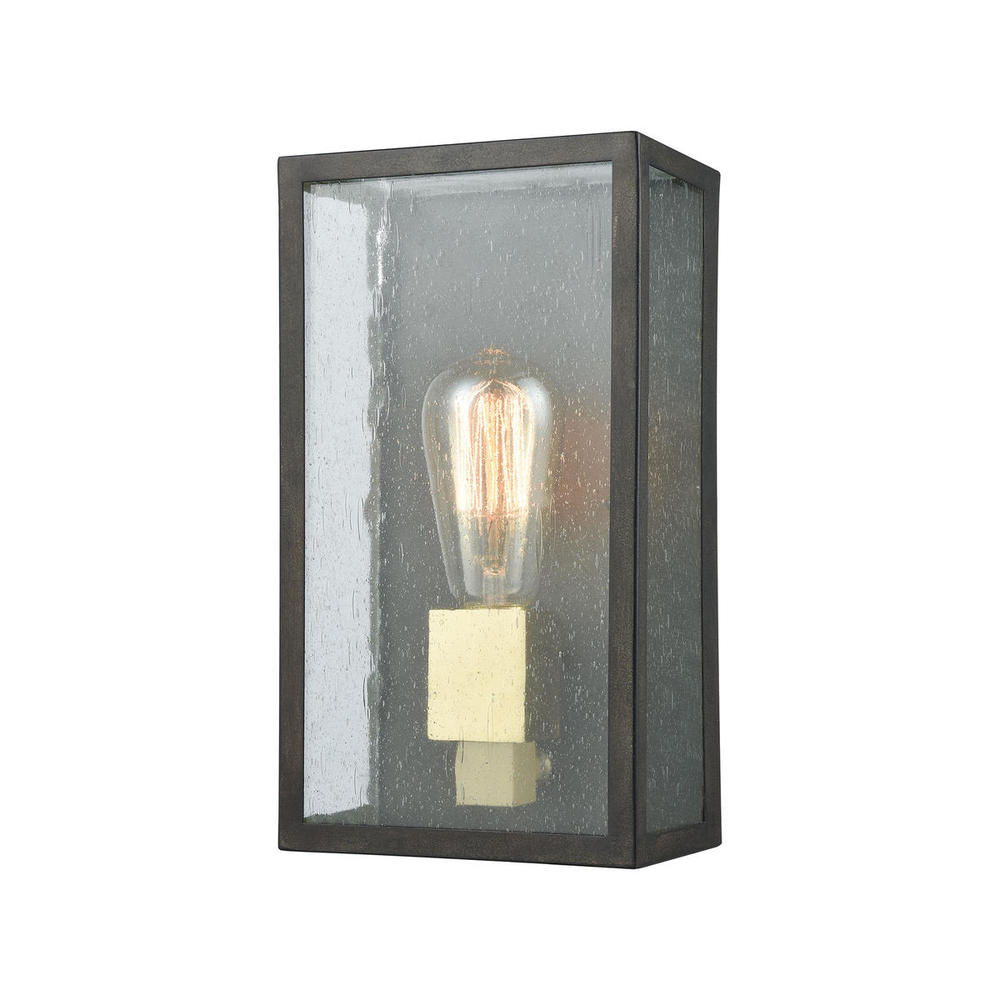 McKenzie 1-Light Outdoor Sconce in Blackened Bronze and Brushed Brass