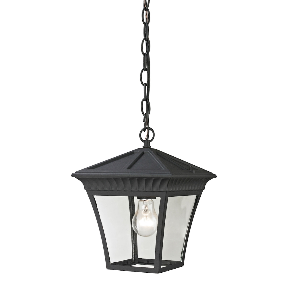 Ridgewood 1-Light Pendant Lantern in Matte Textured Black - Medium