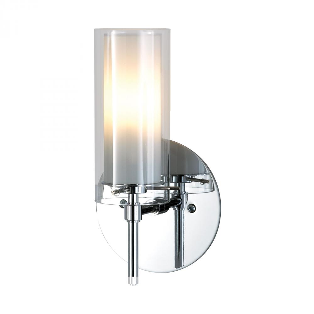 Tubolaire 1-Light Wall Lamp in Chrome with Clear Outer Glass and Frosted Interior