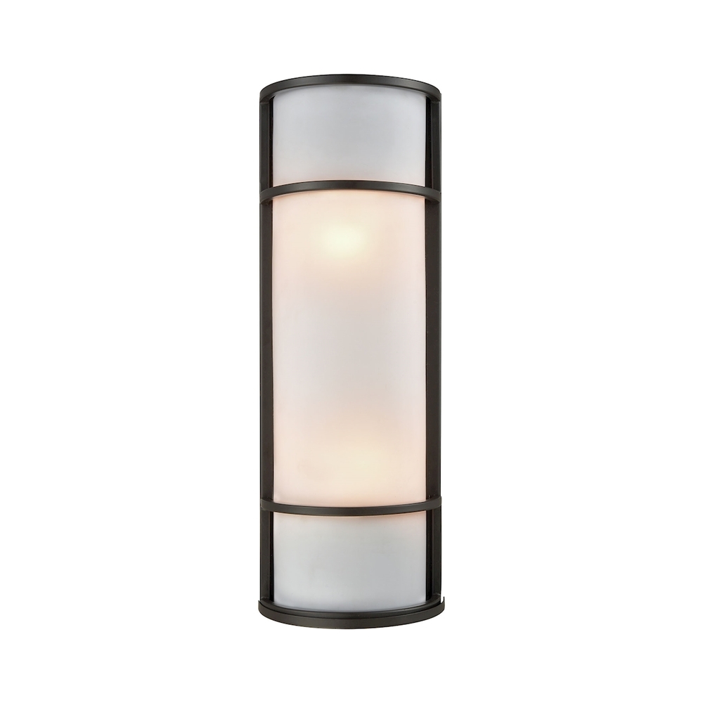 Bella 1-Light Outdoor Wall Sconce in Oil Rubbed Bronze with a White Acrylic Diffuser