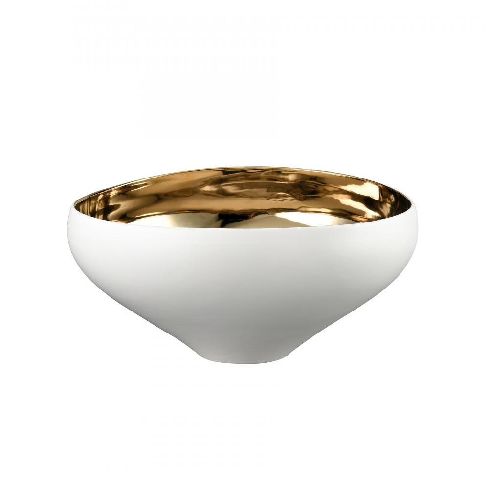 Greer Bowl - Tall White and Gold Glazed (2 pack)