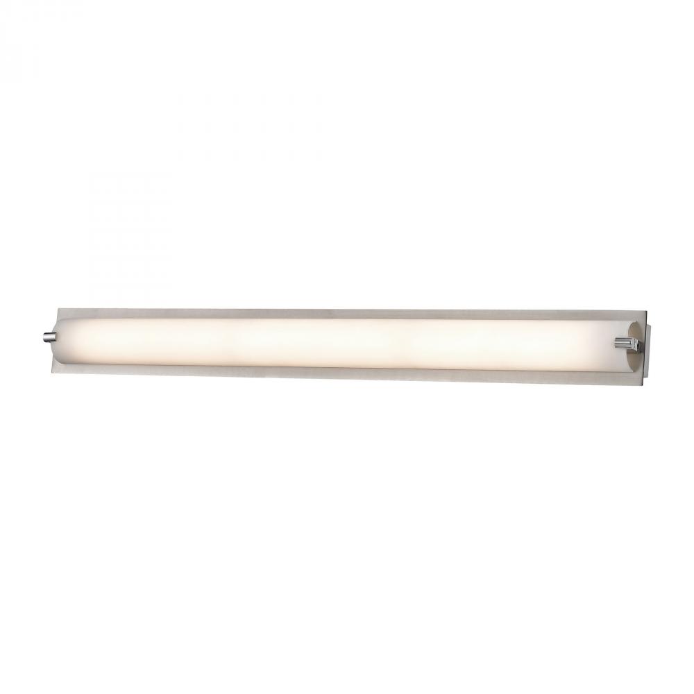 Piper 1-Light Vanity Sconce in Satin Nickel with Frosted Glass - Medium