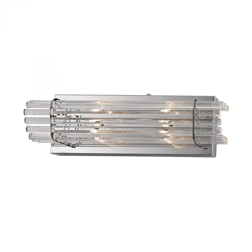 Quebec 2-Light Vanity Sconce in Chrome with Clear Crystal Rod Diffusers
