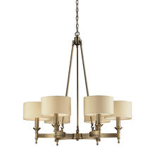 ELK Home Plus 10263/6 - Pembroke 6-Light Chandelier in Antique Brass with Tan Fabric Shades