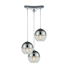 ELK Home Plus 10492/3 - Revelo 3-Light Triangular Pendant Fixture in Polished Chrome with Clear and Chrome-plated Glass