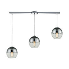 ELK Home Plus 10492/3L - Revelo 3-Light Linear Mini Pendant Fixture in Polished Chrome with Clear and Chrome-plated Glass