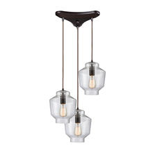 ELK Home Plus 10905/3 - Barrel 3-Light Triangular Pendant Fixture in Oil Rubbed Bronze with Clear Blown Glass