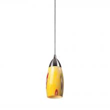 ELK Home Plus 110-1YW-LED - Milan 1-Light Mini Pendant in Satin Nickel with Yellow Blaze Glass - Includes LED Bulb