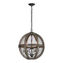 ELK Home Plus 140-007 - Renaissance Invention 3-Light Chandelier in Aged Wood and Wire - Round