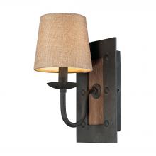 ELK Home Plus 14130/1 - Early American 1-Light Wall Lamp in Vintage Rust with Beige Linen Shade