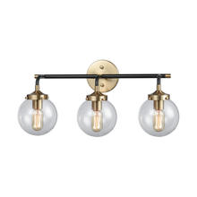 ELK Home Plus 14428/3 - Boudreaux 3-Light Vanity Lamp in Matte Black and Antique Gold with Sphere-shaped Glass