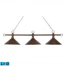 ELK Home Plus 182-AC-M2-LED - Designer Classics 3-Light Island Light in Copper with Hammered Iron Shades - Includes LED Bulbs