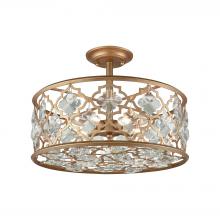 ELK Home Plus 32092/4 - Armand 4-Light Semi Flush in Matte Gold with Clear Crystals