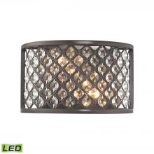 ELK Home Plus 32100/2-LED - Genevieve 2-Light Sconce in Oil Rubbed Bronze with Crystal and Mesh Shade - Includes LED Bulbs