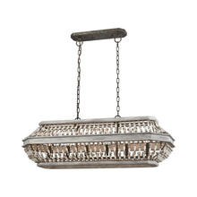ELK Home Plus 33192/6 - Summerton 6-Light Linear Chandelier in Washed Gray and Malted Rust with Strung Beads