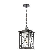 ELK Home Plus 46753/1 - Carriage Light 1-Light Hanging in Matte Black with Seedy Glass