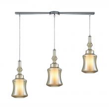 ELK Home Plus 56502/3L - Alora 3-Light Linear Mini Pendant Fixture in Chrome with Champagne-plated and Opal White Glass