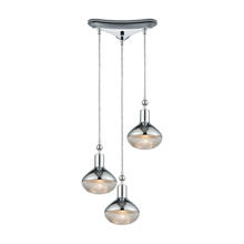 ELK Home Plus 56623/3 - Ravette 3-Light Triangular Pendant Fixture in Polished Chrome with Clear Ribbed Glass