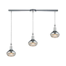 ELK Home Plus 56623/3L - Ravette 3-Light Linear Mini Pendant Fixture in Polished Chrome with Clear Ribbed Glass