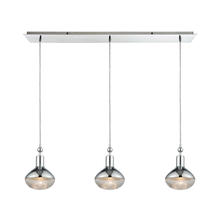 ELK Home Plus 56623/3LP - Ravette 3-Light Linear Mini Pendant Fixture in Polished Chrome with Clear Ribbed Glass