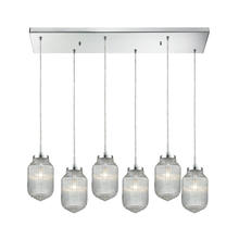 ELK Home Plus 56662/6RC - Dubois 6-Light Rectangular Pendant Fixture in Polished Chrome with Clear Ribbed Glass