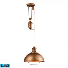 ELK Home Plus 65061-1-LED - Farmhouse 1-Light Adjustable Pendant in Bellwether Copper with Matching Shade - Includes LED Bulb